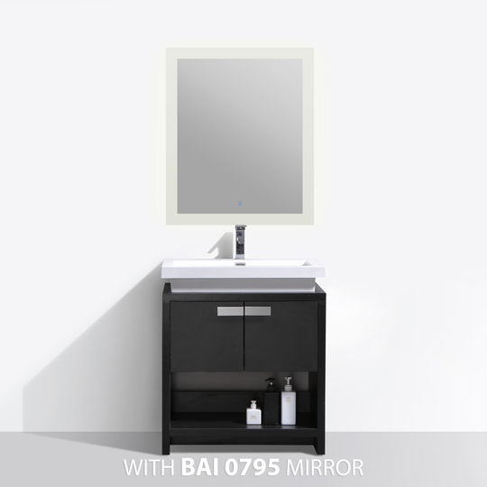 BAI 0857 Floor Standing 30-inch Bathroom Vanity Cabinet in Black Finish