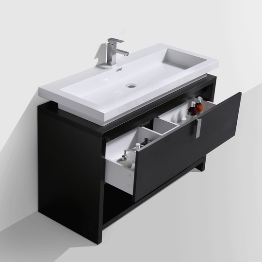BAI 0858 Floor Standing 47-inch Bathroom Vanity Cabinet in Black Finish