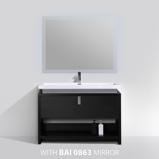 BAI 0858 Floor Standing 47-inch Bathroom Vanity Cabinet in Black Finish