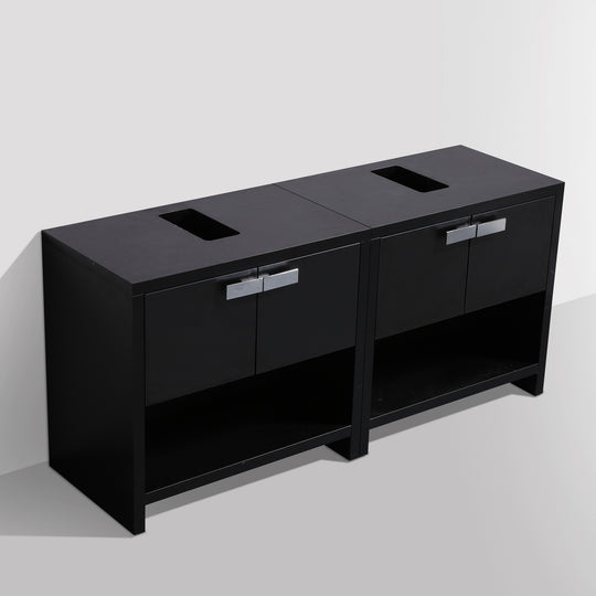 BAI 0859 Floor Standing 63-inch Bathroom Vanity Cabinet in Black Finish