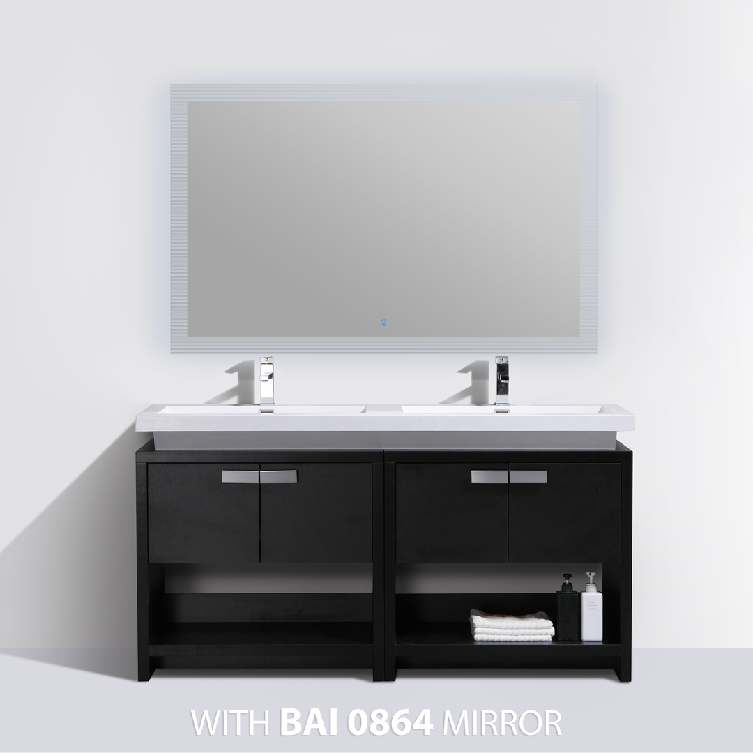 BAI 0859 Floor Standing 63-inch Bathroom Vanity Cabinet in Black Finish