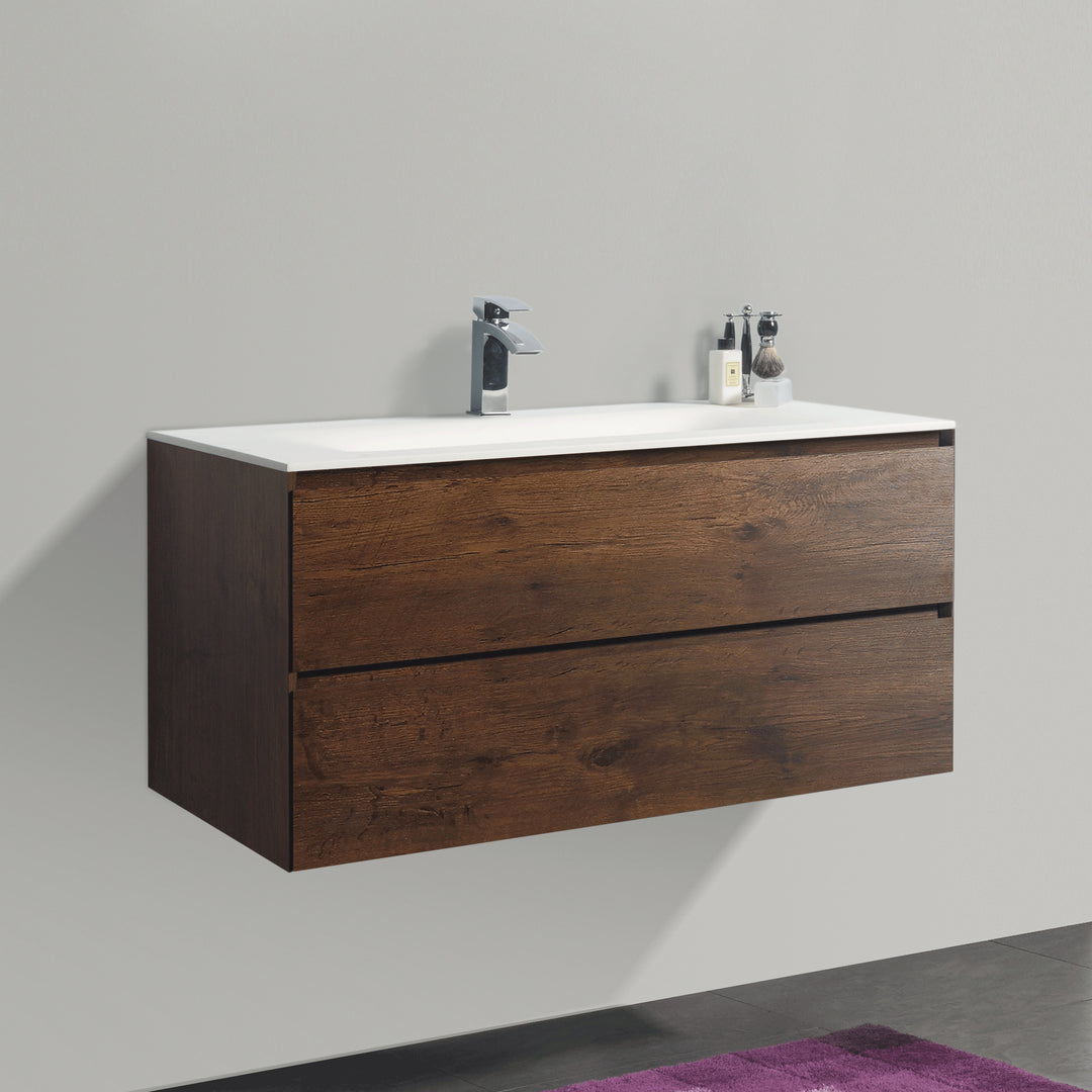BAI 0868 Wall Hung 42-inch Bathroom Vanity in Rose Wood Finish