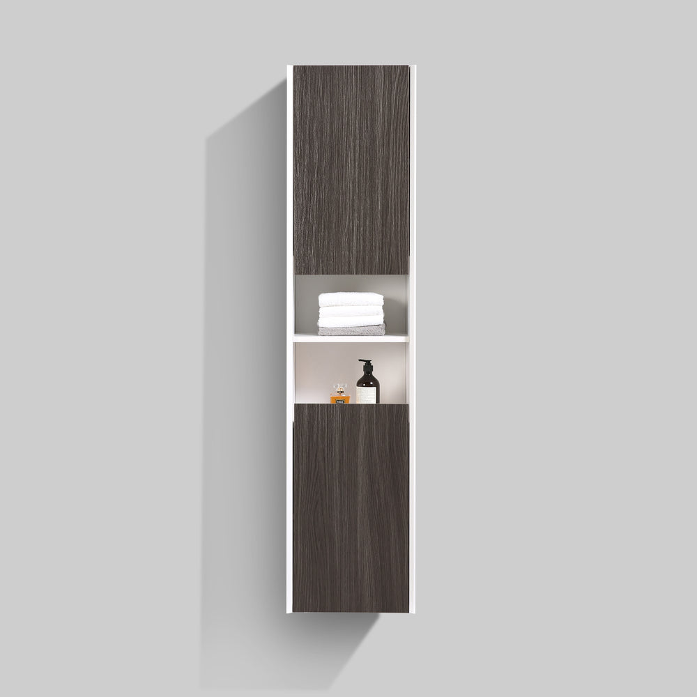 BAI 0881 Wall Hung 16-inch Reversible Bathroom Side Cabinet in Graphite Wood Finish