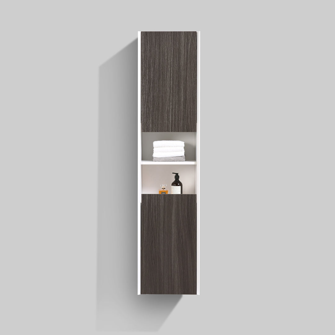 BAI 0881 Wall Hung 16-inch Reversible Bathroom Side Cabinet in Graphite Wood Finish