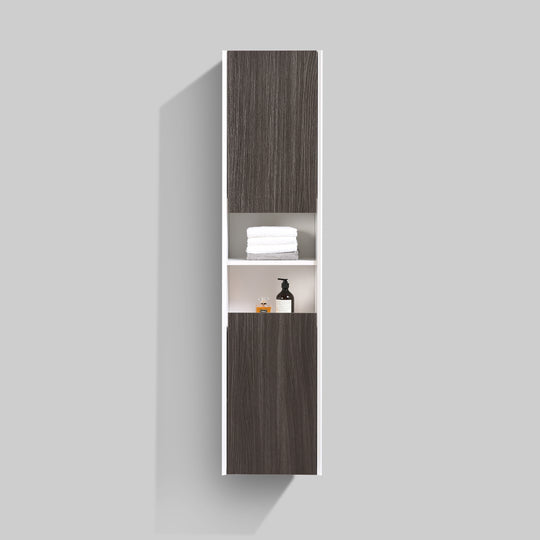 BAI 0881 Wall Hung 16-inch Reversible Bathroom Side Cabinet in Graphite Wood Finish