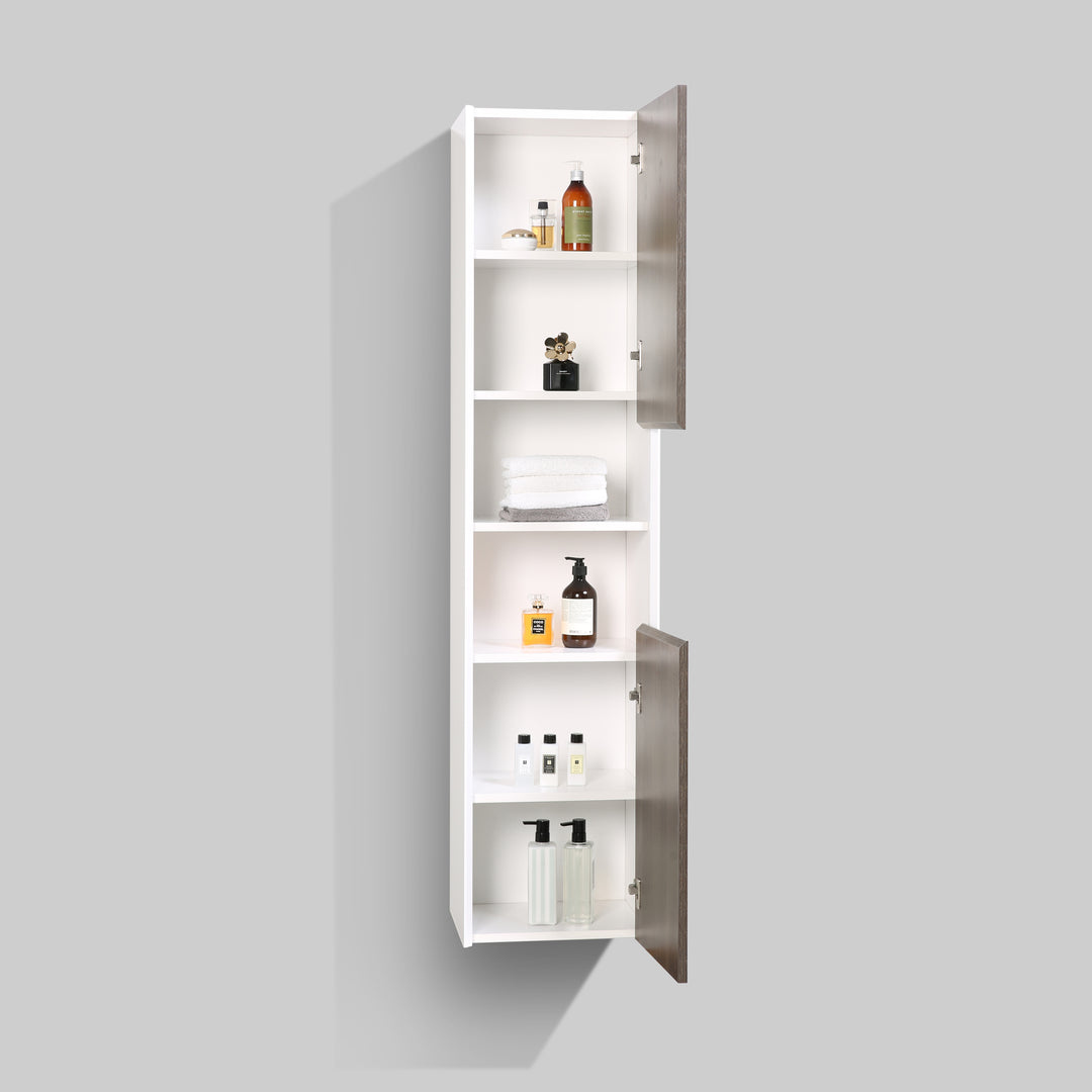 BAI 0881 Wall Hung 16-inch Reversible Bathroom Side Cabinet in Graphite Wood Finish