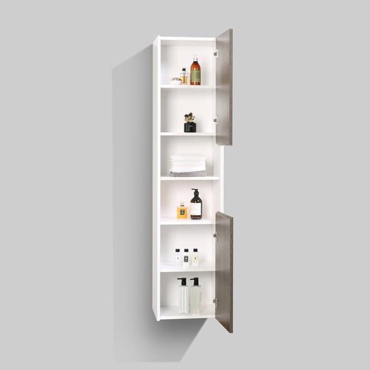 BAI 0881 Wall Hung 16-inch Reversible Bathroom Side Cabinet in Graphite Wood Finish