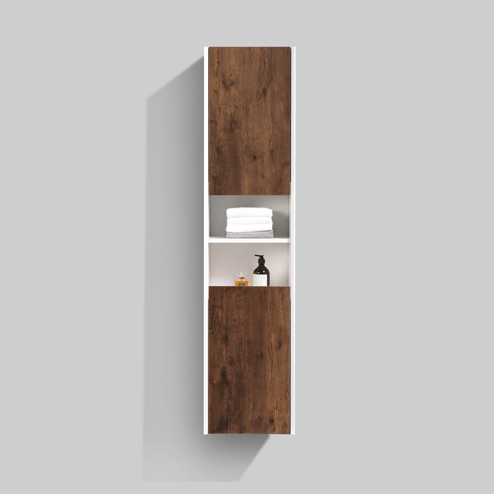 BAI 0882 Wall Hung 16-inch Reversible Bathroom Side Cabinet in Rose Wood Finish