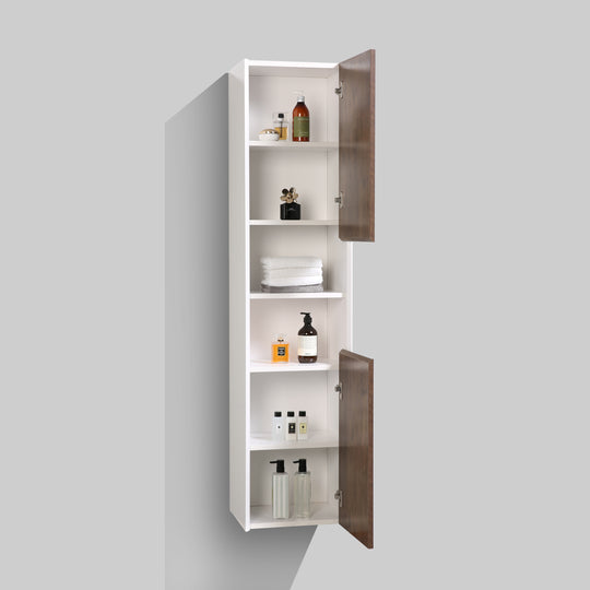 BAI 0882 Wall Hung 16-inch Reversible Bathroom Side Cabinet in Rose Wood Finish