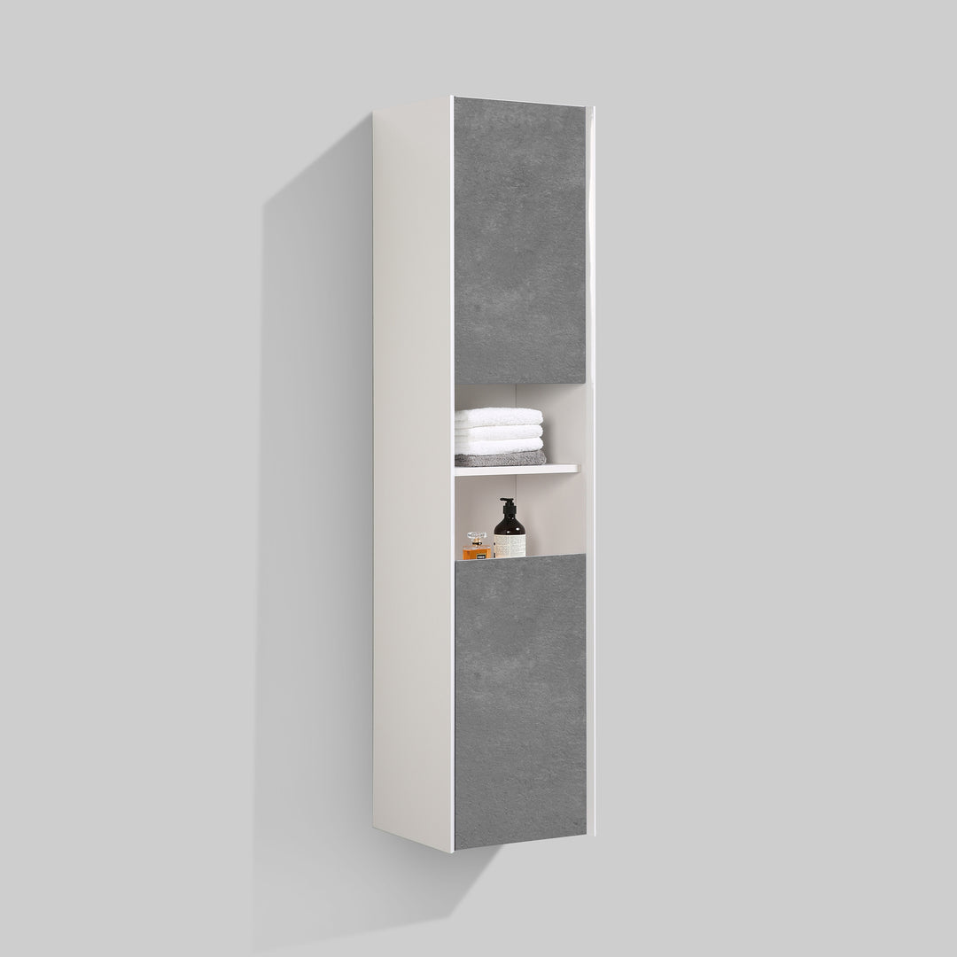 BAI 0883 Wall Hung 16-inch Reversible Bathroom Side Cabinet in Stone Gray Finish