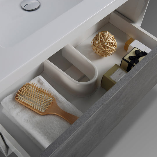 BAI 0703 Wall Hung 36-inch Bathroom Vanity in Stone Gray Finish