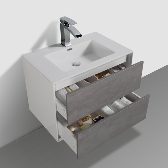 BAI 0707 Wall Hung 36-inch Bathroom Vanity in Stone Gray Finish