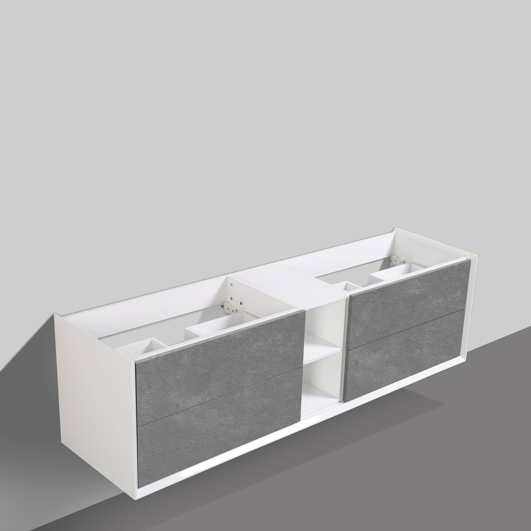 BAI 0711 Wall Hung 75-inch Bathroom Vanity in Stone Gray Finish