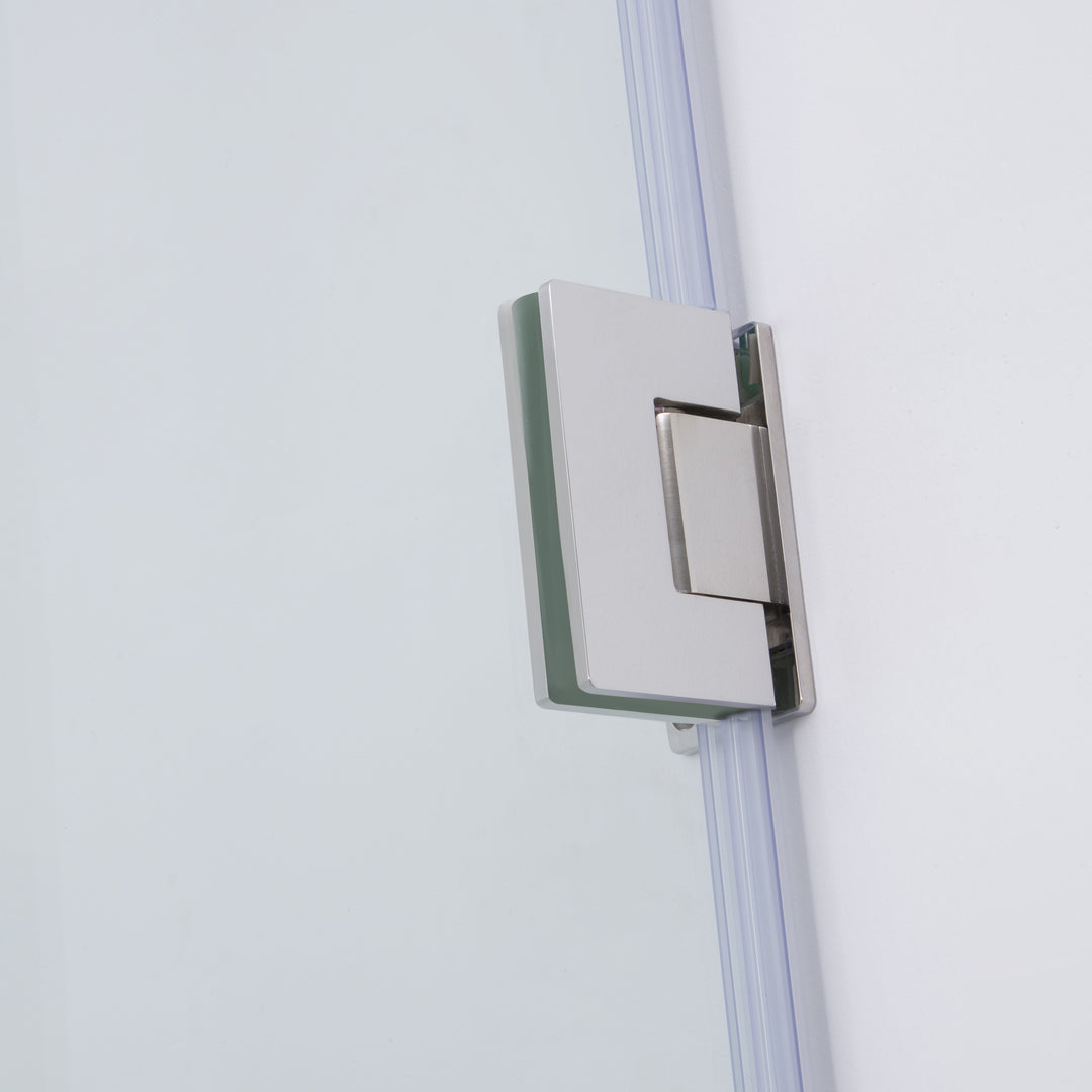 BAI 0926 Frameless 48-inch Glass Shower Enclosure with Fixed Panel and Swinging French Door