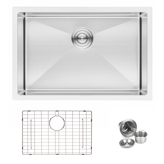 BAI 1221 Stainless Steel 16 Gauge Kitchen Sink Handmade 27-inch Undermount Single Bowl