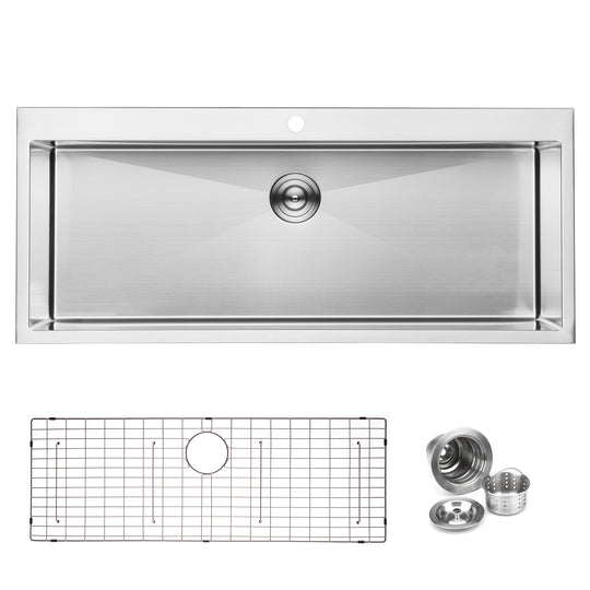 BAI 1223 Stainless Steel 16 Gauge Kitchen Sink Handmade 48-inch Top Mount Single Bowl