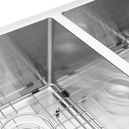 BAI 1224 Stainless Steel 16 Gauge Kitchen Sink Handmade 28-inch Undermount Double Bowl