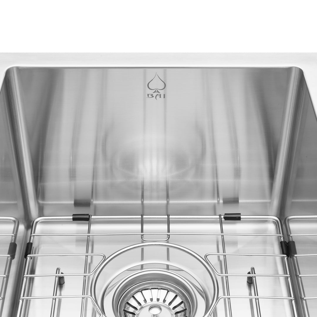 BAI 1224 Stainless Steel 16 Gauge Kitchen Sink Handmade 28-inch Undermount Double Bowl