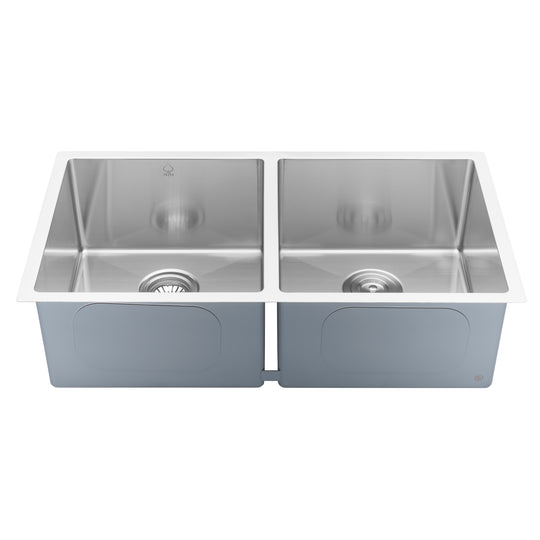 BAI 1225 Stainless Steel 16 Gauge Kitchen Sink Handmade 33-inch Undermount Double Bowl