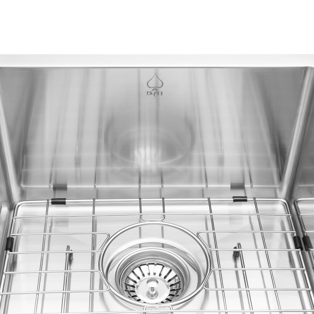 BAI 1225 Stainless Steel 16 Gauge Kitchen Sink Handmade 33-inch Undermount Double Bowl