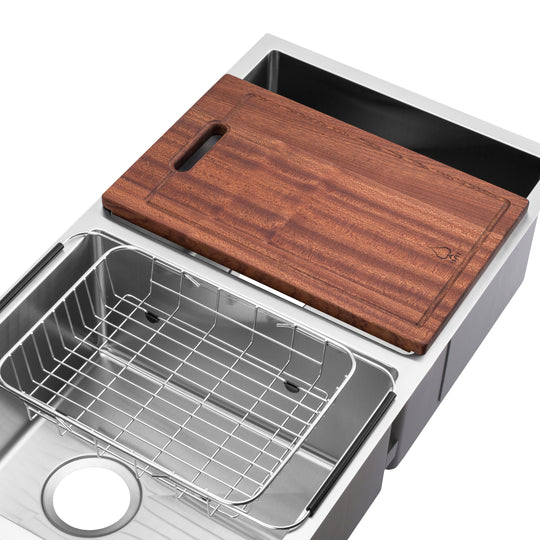BAI 1225 Stainless Steel 16 Gauge Kitchen Sink Handmade 33-inch Undermount Double Bowl