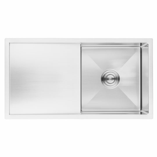 BAI 1230 Stainless Steel 16 Gauge Kitchen Sink Handmade 33-inch Undermount Single Bowl with Drainboard