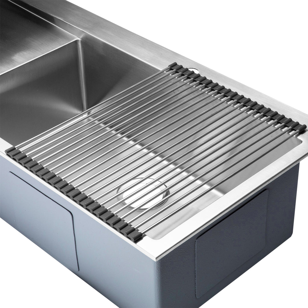 BAI 1232 Stainless Steel 16 Gauge Kitchen Sink Handmade 48-inch Top Mount Single Bowl with Drainboard