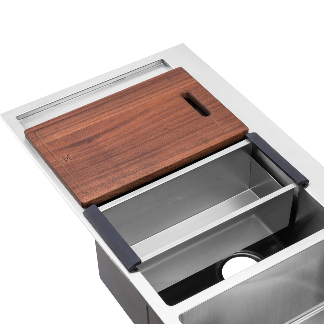 BAI 1234 Stainless Steel 16 Gauge Kitchen Sink Handmade 48-inch Top Mount Double Bowl with Drainboard