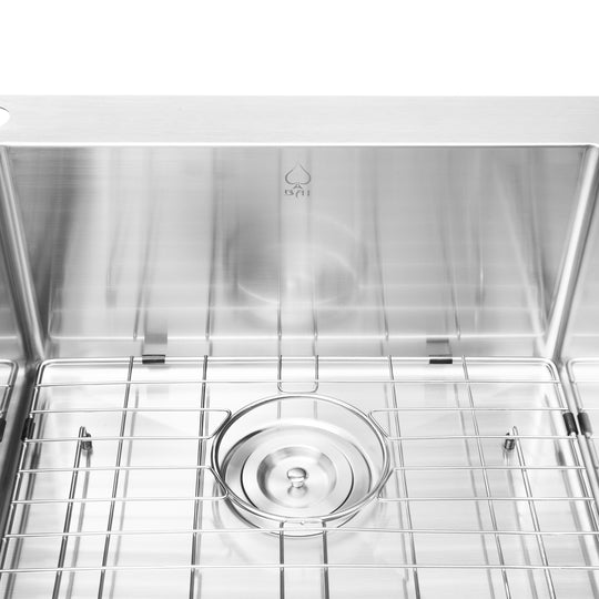 BAI 1234 Stainless Steel 16 Gauge Kitchen Sink Handmade 48-inch Top Mount Double Bowl with Drainboard