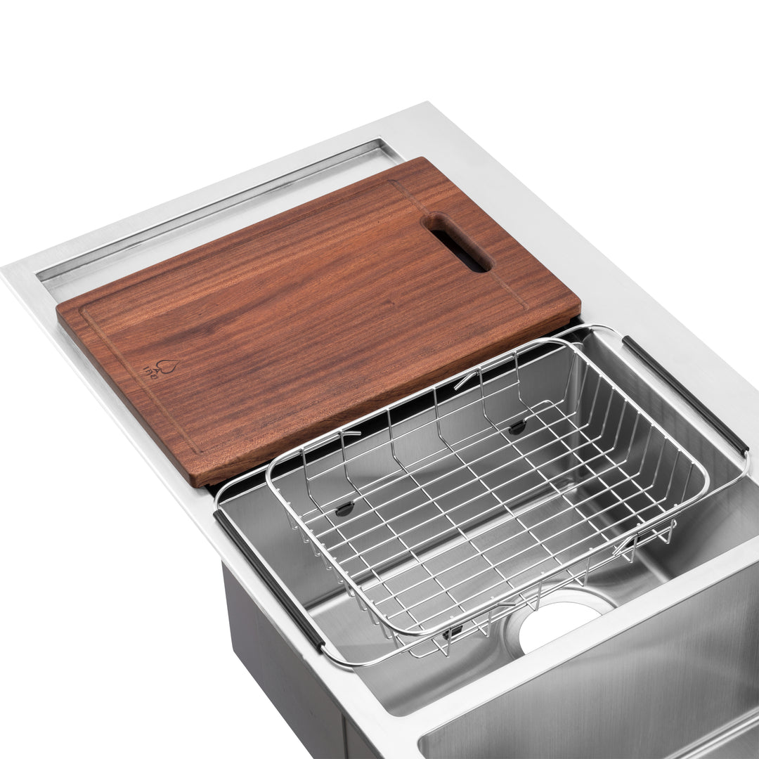 BAI 1234 Stainless Steel 16 Gauge Kitchen Sink Handmade 48-inch Top Mount Double Bowl with Drainboard