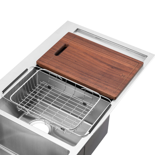 BAI 1235 Stainless Steel 16 Gauge Kitchen Sink Handmade 48-inch Top Mount Double Bowl with Drainboard
