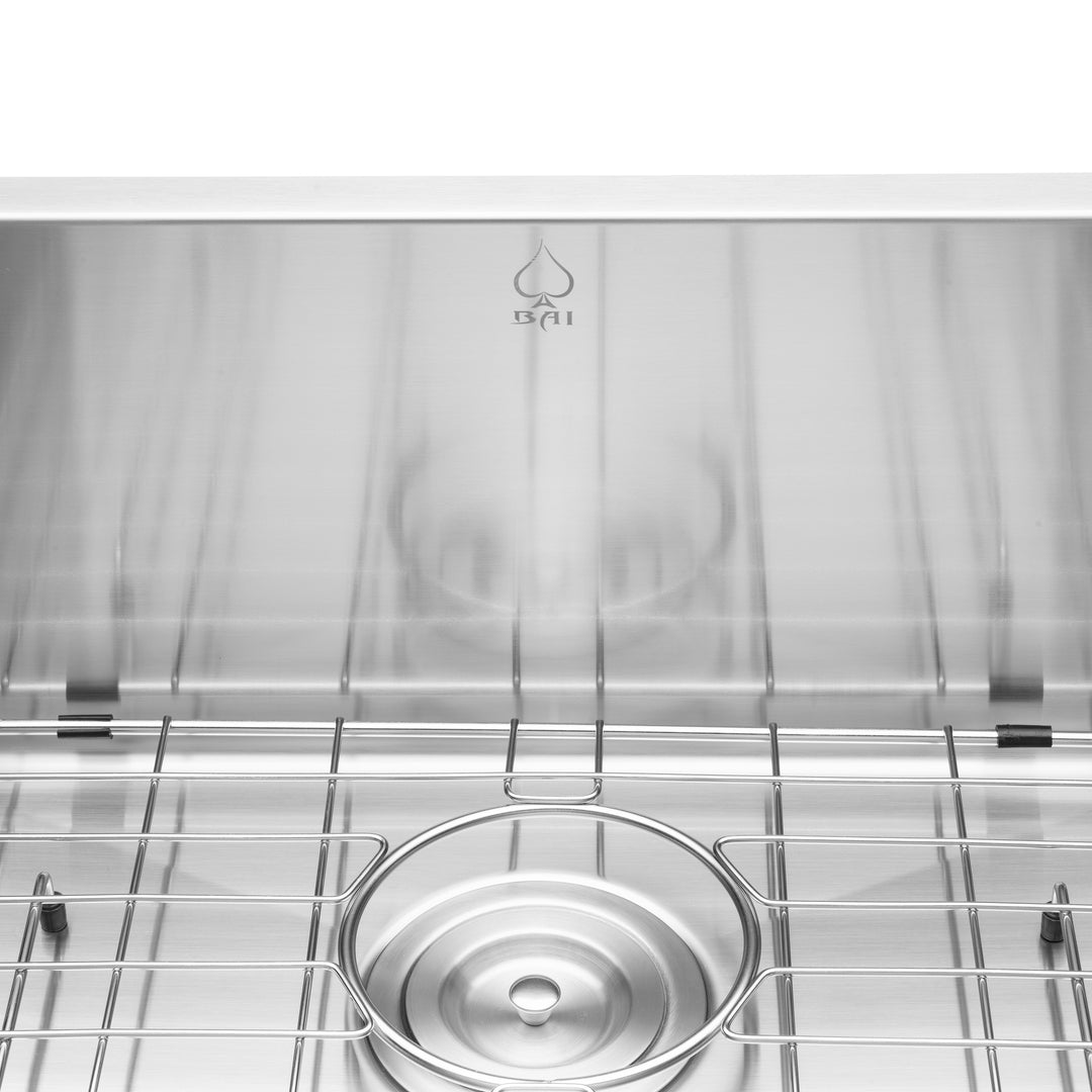 BAI 1246 Stainless Steel 16 Gauge Kitchen Sink Handmade 21-inch Undermount Single Bowl