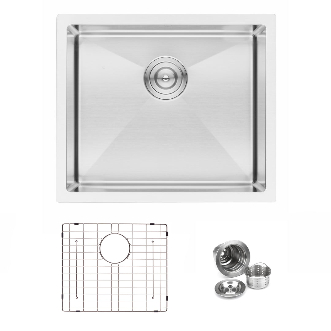 BAI 1246 Stainless Steel 16 Gauge Kitchen Sink Handmade 21-inch Undermount Single Bowl