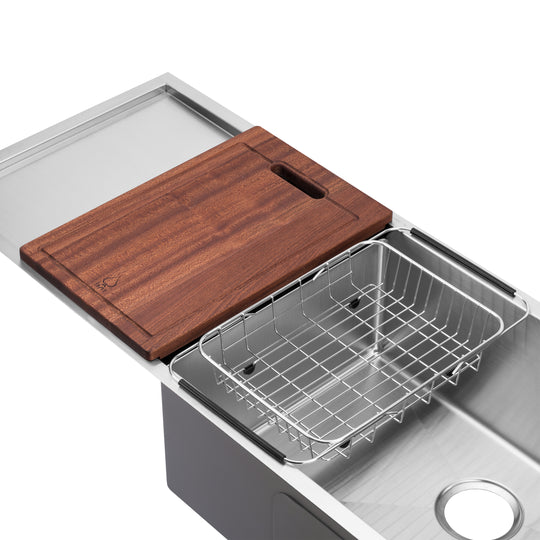 BAI 1252 Stainless Steel 16 Gauge Kitchen Sink Handmade 45-inch Undermount Single Bowl with Drainboard