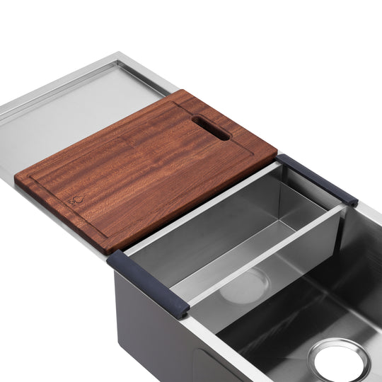 BAI 1252 Stainless Steel 16 Gauge Kitchen Sink Handmade 45-inch Undermount Single Bowl with Drainboard