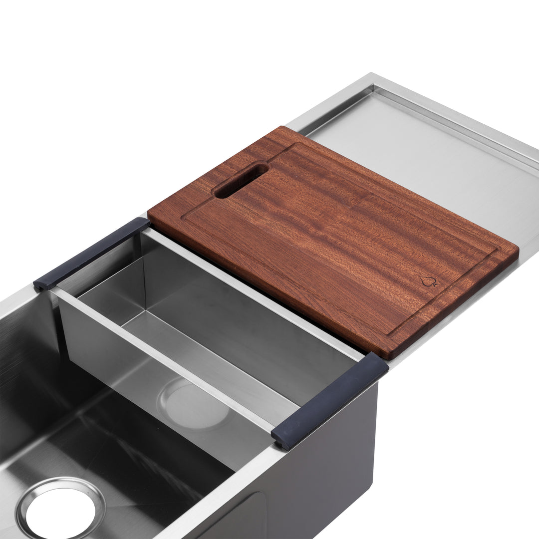 BAI 1253 Stainless Steel 16 Gauge Kitchen Sink Handmade 45-inch Undermount Single Bowl with Drainboard