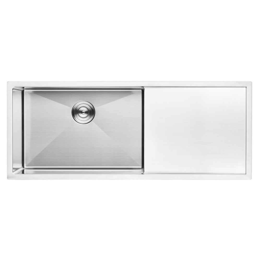 BAI 1253 Stainless Steel 16 Gauge Kitchen Sink Handmade 45-inch Undermount Single Bowl with Drainboard