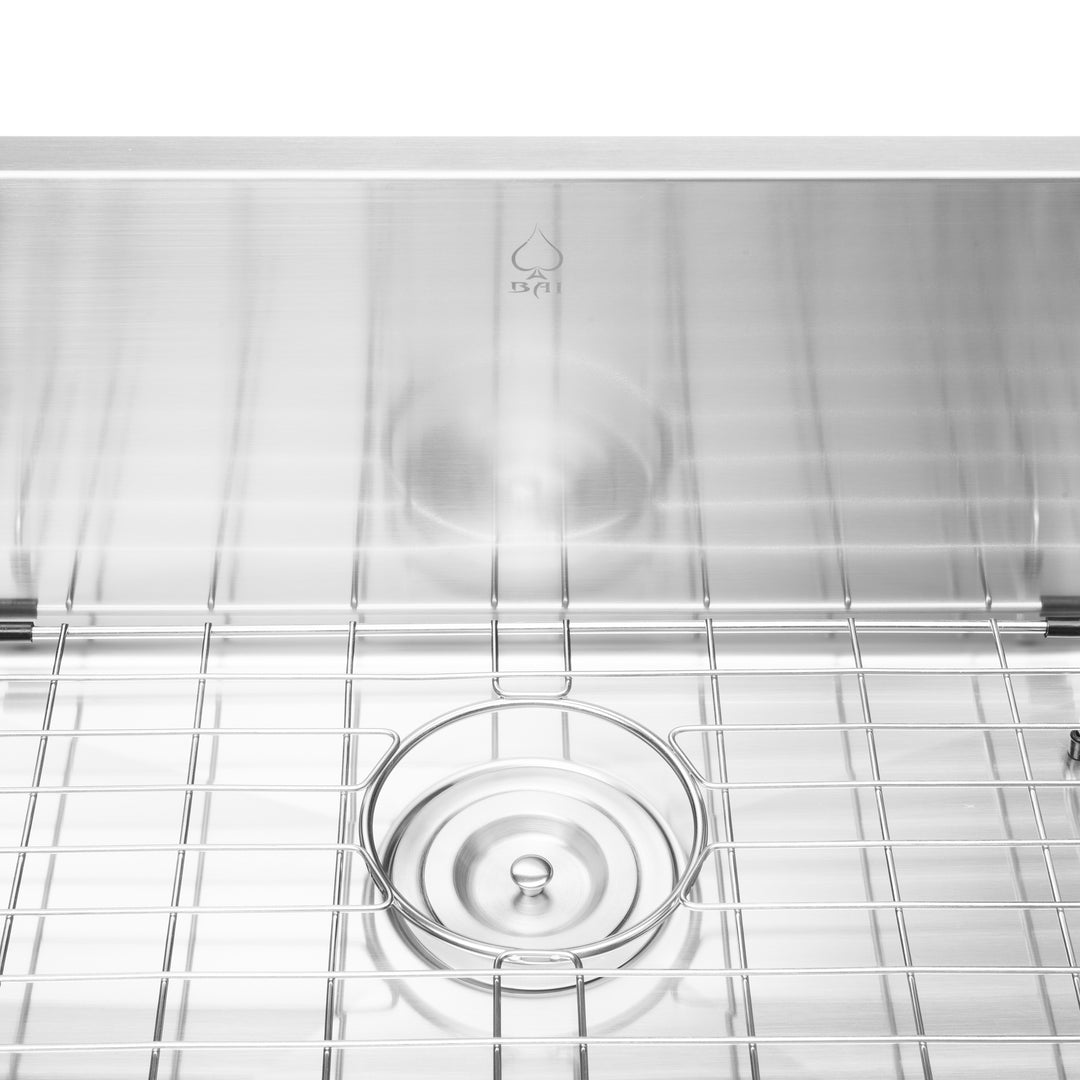 BAI 1253 Stainless Steel 16 Gauge Kitchen Sink Handmade 45-inch Undermount Single Bowl with Drainboard