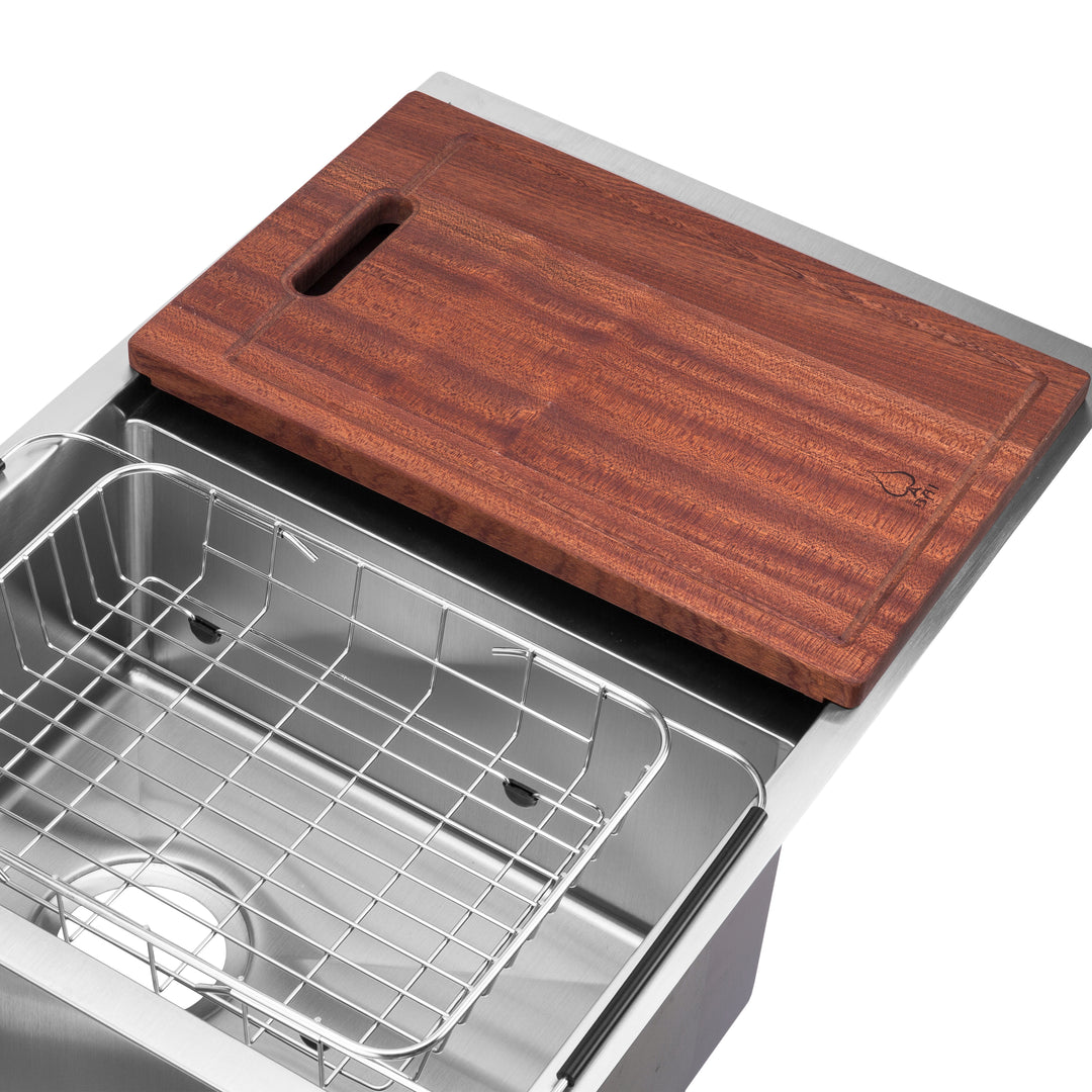BAI 1255 Stainless Steel 16 Gauge Kitchen Sink Handmade 45-inch Undermount Double Bowl with Drainboard