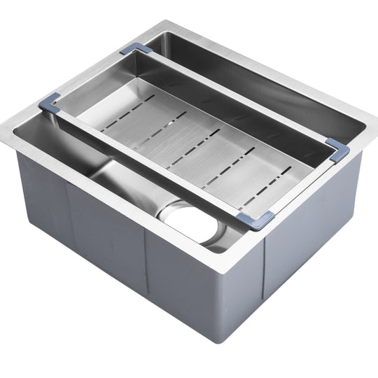 BAI 1256 Stainless Steel 16 Gauge Kitchen Sink Handmade 16-inch Undermount Single Bowl