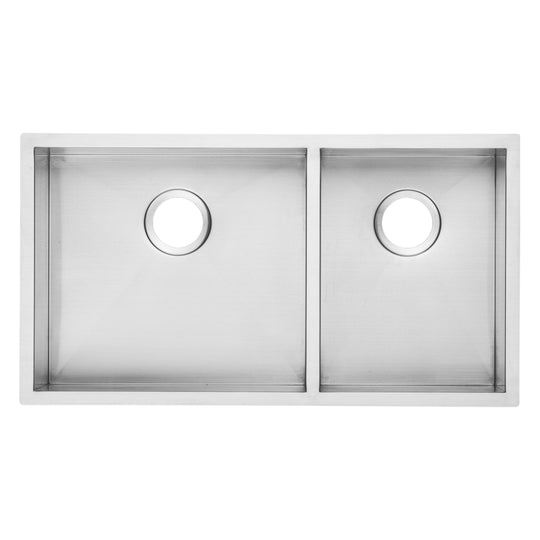 BAI 1293 Stainless Steel 16 Gauge Kitchen Sink Handmade 33-inch Undermount Zero Radius Double Bowl