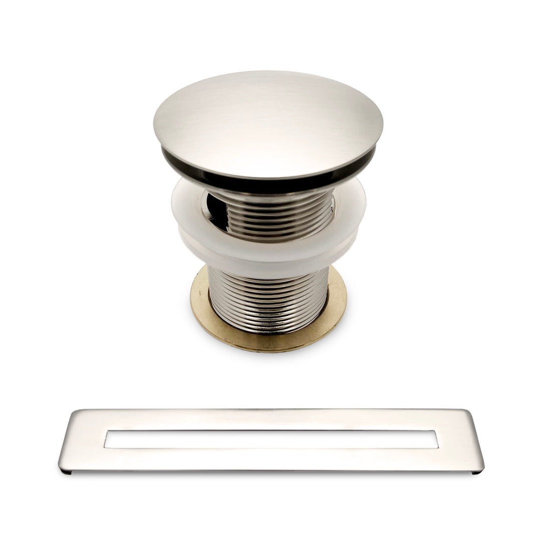 BAI 1697 Pop-up Drain with Overflow Trim for Freestanding Bathtubs in Brushed Nickel