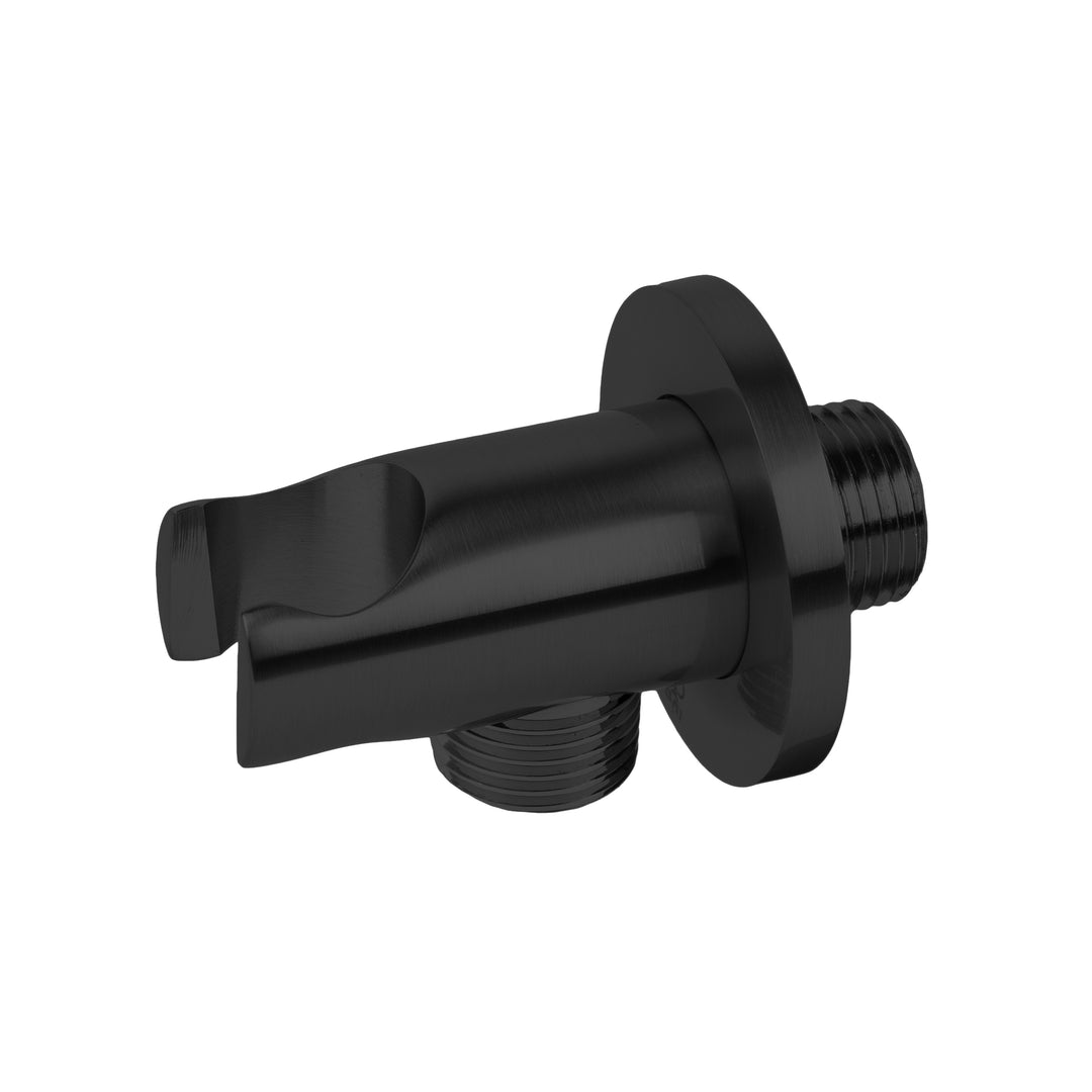 BAI 2113 Wall Mounted Handheld Shower Holder with Integrated Hose Connection in Matte Black Finish