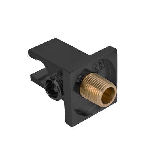 BAI 2114 Wall Mounted Handheld Shower Holder with Integrated Hose Connection in Matte Black Finish