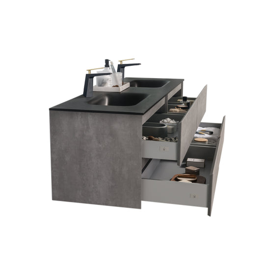 BAI 0833 Wall Hung 68-inch Bathroom Vanity in Stone Gray Finish