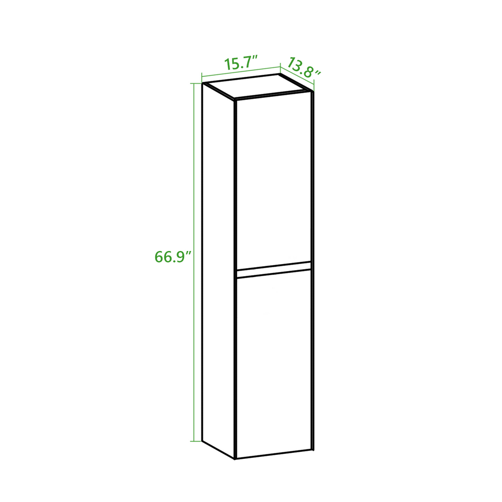 BAI 0772 Wall Hung 16-inch Reversible Bathroom Side Cabinet in Matte White Finish