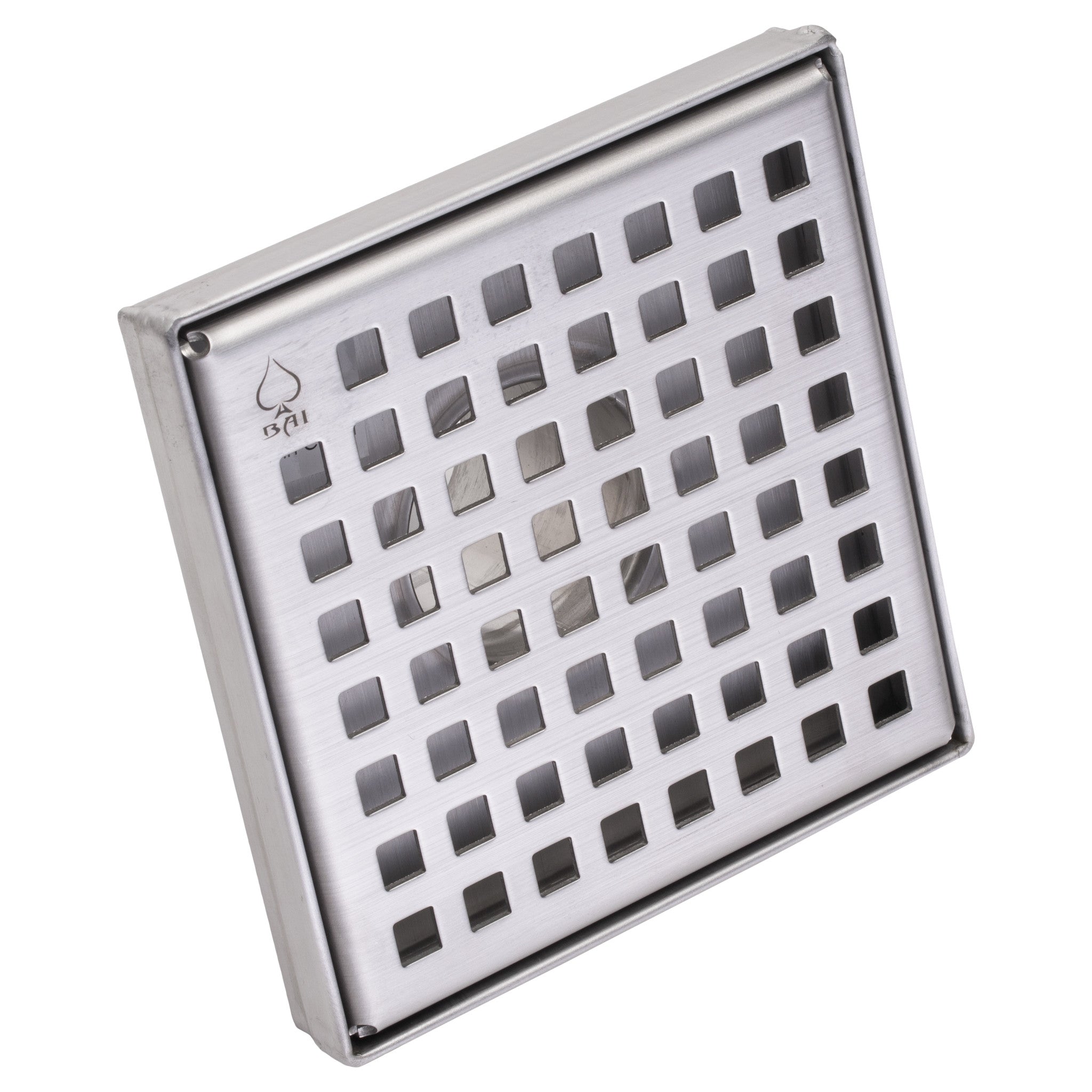 Built Industrial 5.8-Inch Stainless Steel Square Shower Drain Cover for  Bathrooms, Showers, and Sinks, Floor Drain with 2 In Bottom Outlet, Silver