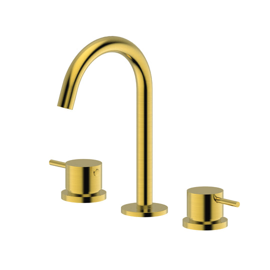 BAI 0606 Two Handles Contemporary Bathroom Faucet in Brushed Gold Finish