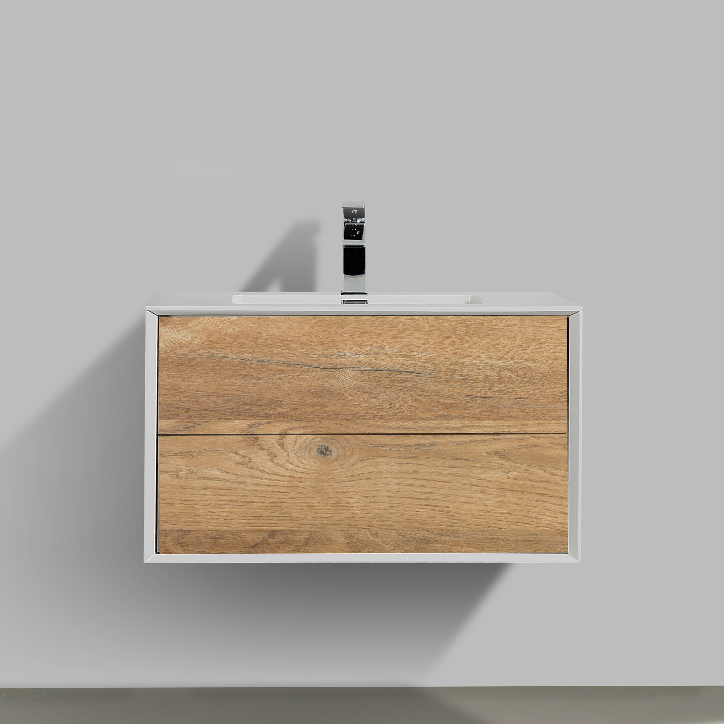 BAI 0721 Wall Hung 36-inch Floating Bathroom Vanity in Rough Oak