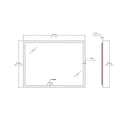 BAI 21004 modern 47-inch LED bathroom mirror with anti fog and frosted edge design technical drawings with dimensions.
